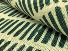 Load image into Gallery viewer, Nine Muses Charman Dash Dark Teal 11 Belgian Linen Geometric Abstract Green Ivory Upholstery Drapery Fabric