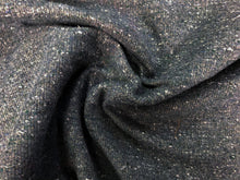 Load image into Gallery viewer, Designer British Wool Linen Mid Century Modern Speckled Charcoal Gray Navy Blue Off White Green Upholstery Tweed Fabric