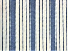 Load image into Gallery viewer, Cream Denim Blue Nautical Ticking Stripe Upholstery Drapery Fabric