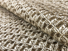 Load image into Gallery viewer, Designer Brown Ivory Woven Small Scale Geometric Linen Viscose Upholstery Drapery Fabric