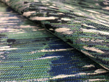 Load image into Gallery viewer, BRENTANO FONTAINE Malachite Water &amp; Stain Resistant Navy Blue Green Off White Abstract Upholstery Drapery Fabric
