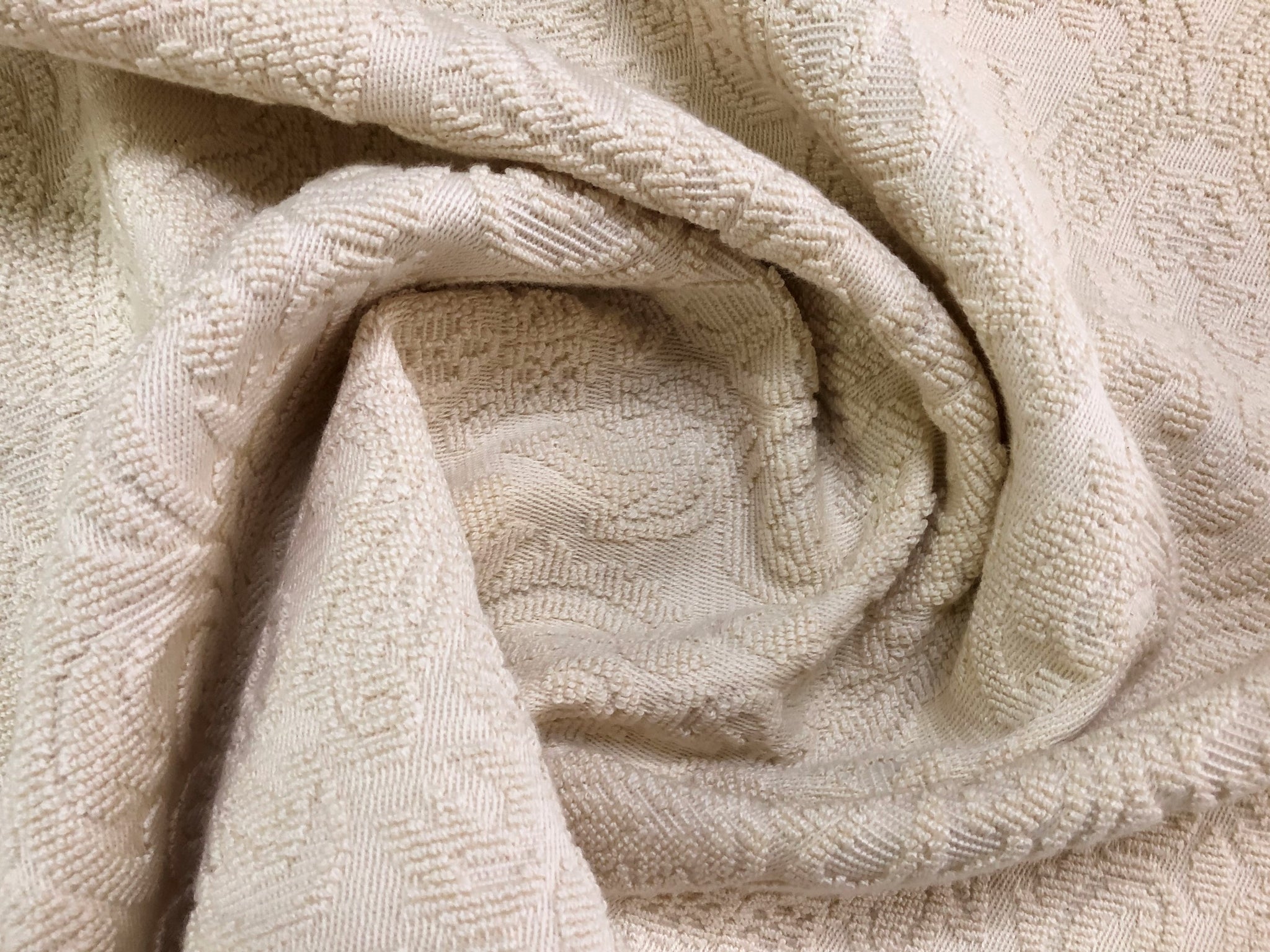 Cotton Terry Chenille Fabric by the Yard - Natural (Cream/Ivory)  (TC0521-596) 