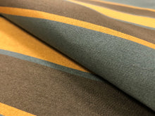 Load image into Gallery viewer, Silk Cotton Blend Olive Green Mustard Yellow Teal Stripe Upholstery Fabric