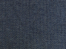 Load image into Gallery viewer, Designer Navy Blue Grey Small Scale Herringbone MCM Upholstery Drapery Fabric