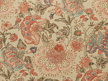 Load image into Gallery viewer, Beige Red Teal Olive Green Charcoal Floral Upholstery Drapery Fabric