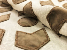 Load image into Gallery viewer, 1.3 Yard Zinc Textiles Arrowhead Tobacco Salamander Beige Brown Ivory Suede Applique Tribal Ethnic Upholstery Drapery Fabric