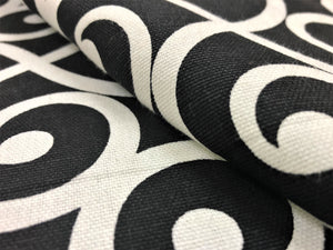 Mill Creek Black & White Armank Noir Scroll Cotton Upholstery Drapery Fabric