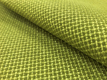 Load image into Gallery viewer, Designer Water &amp; Stain Resistant Lime Green Woven MCM Mid Century Modern Basketweave Upholstery Fabric