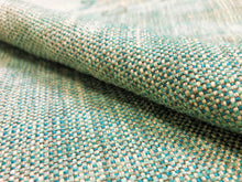 Load image into Gallery viewer, Designer Teal Green Blue Cream Grey Tweed MCM Upholstery Drapery Fabric