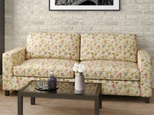 Load image into Gallery viewer, Heavy Duty Abstract Floral Tapestry Green Rose Pink Mauve Steel Blue Beige Upholstery Fabric