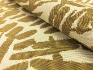 2.5 Yards Perennials Indoor Outdoor Fiddlesticks Abstract Wheat Beige White Feline Animal Geometric Pattern Water Resistant Upholstery Drapery Fabric