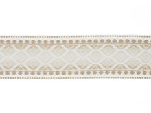 Load image into Gallery viewer, 3.5" Wide Woven Geometric Beige Cream Ivory Drapery Tape Trim