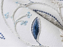 Load image into Gallery viewer, Off White French Blue Beige Embroidered Floral Drapery Fabric