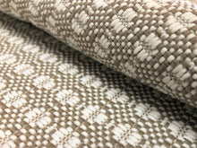 Load image into Gallery viewer, Designer Geometric Taupe Off White Small Scale Textured Upholstery Fabric