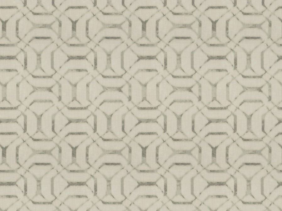 Cotton Ivory Grey Abstract Geometric Upholstery Drapery Fabric