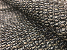 Load image into Gallery viewer, Designer Water &amp; Stain Resistant Woven Charcoal Gray Grey Boucle Tweed MCM Mid Century Modern Upholstery Fabric