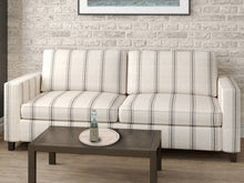 Load image into Gallery viewer, Crypton Water &amp; Stain Resistant Nautical Stripe Off White Charcoal Black Upholstery Fabric
