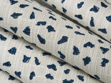 Load image into Gallery viewer, Off White Navy Blue Animal Pattern Cotton Drapery Fabric