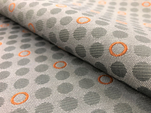 Designer Grey Orange Geometric Small Scale Abstract Upholstery Fabric