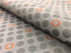 Designer Grey Orange Geometric Small Scale Abstract Upholstery Fabric