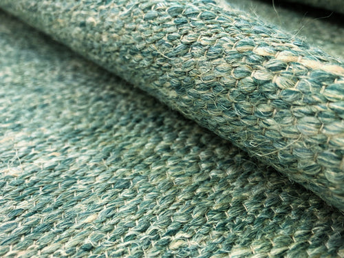 Designer Linen Flax Wool Seafoam Green Teal Beige Woven Tweed MCM Upholstery Fabric