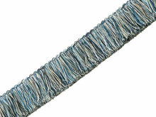 Load image into Gallery viewer, Navy Blue White Beige Brush Fringe Trim