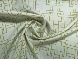 Kravet Thom Filicia Geometric Trellis Off White Chartreuse Green Linen Drapery Upholstery Fabric