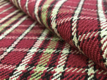 Load image into Gallery viewer, Water &amp; Stain Resistant Reversible Woven Red Green Beige Tartan Plaid Upholstery Drapery Fabric