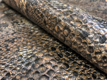 Load image into Gallery viewer, 1.75 Yard Designer Textured Snake Reptile Brown Grey Black Faux Leather Upholstery Vinyl