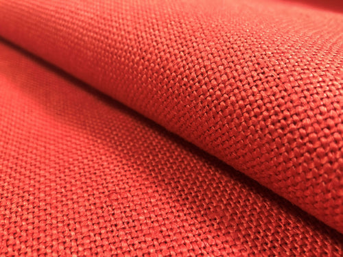Heavy Duty Coral Red Belgian Linen Upholstery Drapery Fabric