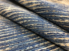 Load image into Gallery viewer, Designer Navy Blue Beige Nautical Abstract Stripe Upholstery Drapery Fabric