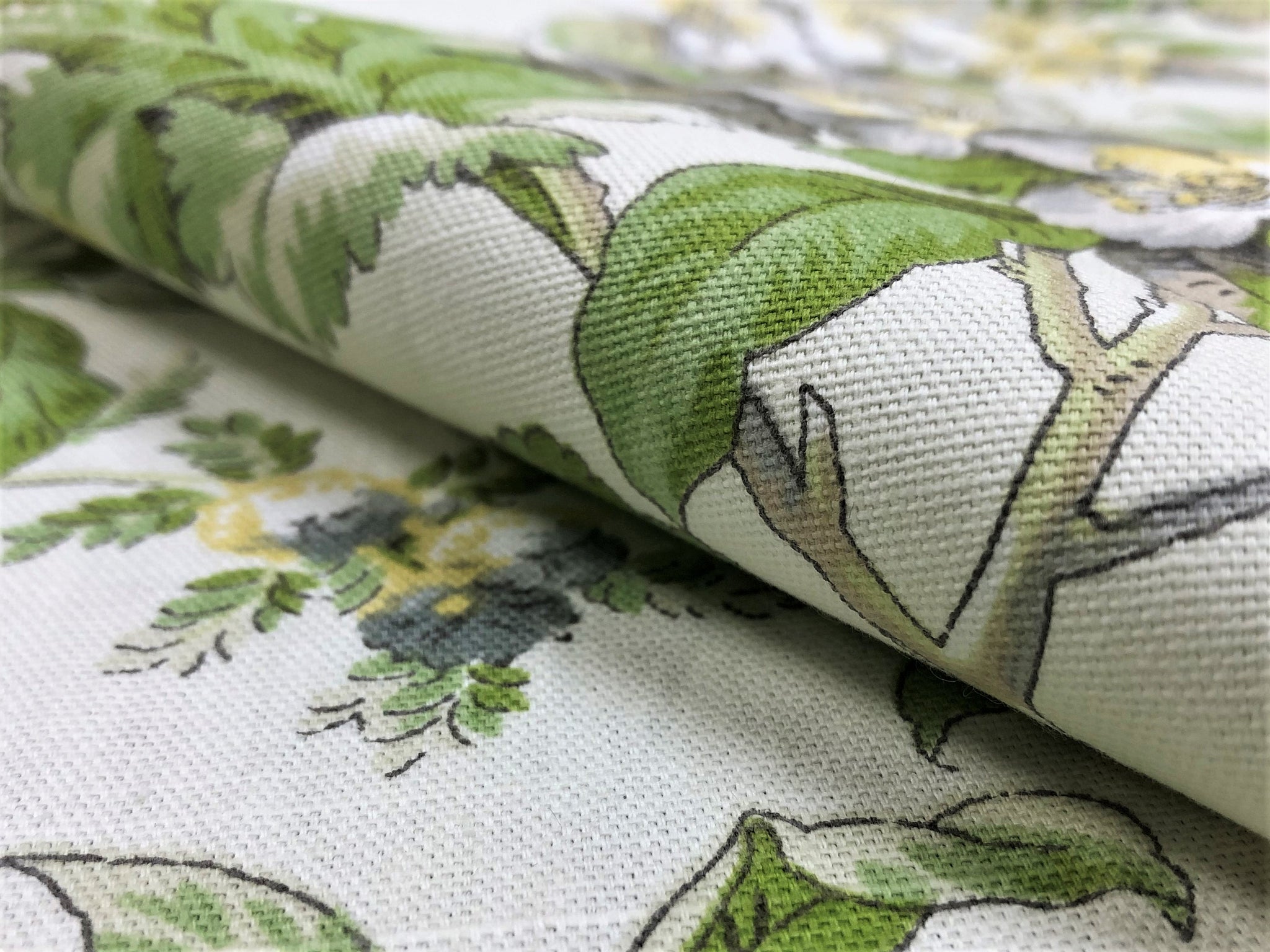Tristan Leaf Green Tropical Drapery Fabric by Richloom Platinum