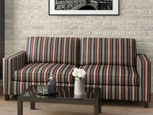 Load image into Gallery viewer, Heavy Duty Stripe Tapestry Navy Blue Wine Green Ivory Beige Upholstery Fabric
