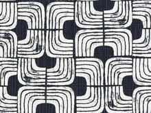 Load image into Gallery viewer, Cotton Indigo Blue White Geometric Abstract Art Deco Upholstery Drapery Fabric