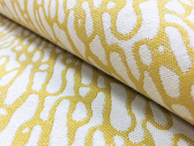 Load image into Gallery viewer, Designer Water Resistant Indoor Outdoor Yellow Cream Abstract Upholstery Fabric
