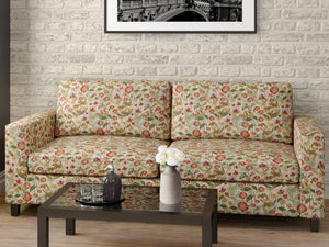 Heavy Duty Abstract Floral Tapestry Cranberry Red Emerald Green Mustard Beige Periwinkle Upholstery Fabric