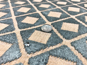 0.9 Yd Designer Water & Stain Resistant Alta Finish Dark Teal Beige Geometric Cut Velvet Upholstery Fabric