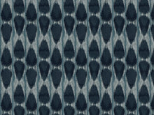 Load image into Gallery viewer, Navy Blue Teal Silver Gray Ethnic Abstract Geometric Ikat Upholstery Drapery Fabric