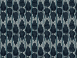 Navy Blue Teal Silver Gray Ethnic Abstract Geometric Ikat Upholstery Drapery Fabric