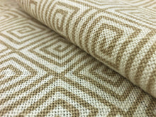 Load image into Gallery viewer, Schumacher Greek Key Hand Printed Beige Sand Ivory Cotton Linen Geometric Upholstery Drapery Fabric