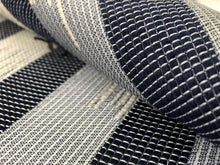Load image into Gallery viewer, Christopher Farr Capri Azzurro Navy Blue Off White Beige Abstract Stripe Nautical Upholstery Fabric