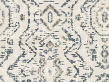 Load image into Gallery viewer, Navy Blue Beige Taupe Abstract Ikat Cotton Linen Upholstery Drapery Fabric