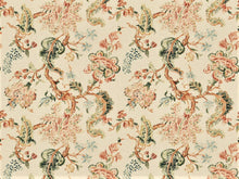 Load image into Gallery viewer, Cotton Rayon Distressed Jacobean Floral Beige Green Rusty Red Blue Mustard Stain Resistant Upholstery Drapery Fabric