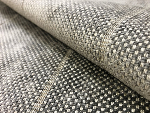Designer Water & Stain Resistant Woven Grey Stripe MCM Mid Century Modern Chenille Upholstery Fabric