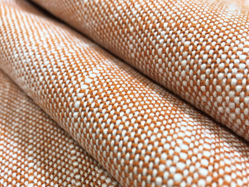Designer Water & Stain Resistant Orange White Tweed Indoor Outdoor Upholstery Fabric