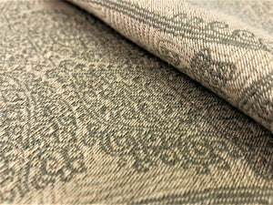 Designer Water & Stain Resistant Beige Gold Grey Medallion Damask Upholstery Fabric