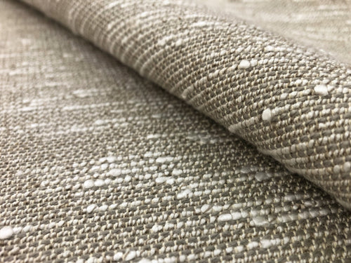 Designer Water & Stain Resistant Woven Rustic Beige Grey Ivory Upholstery Drapery Fabric