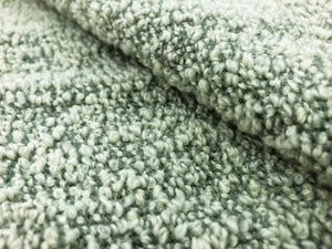 Designer Reversible Water & Stain Resistant Sage Green Cream Boucle MCM Mid Century Modern Upholstery Fabric