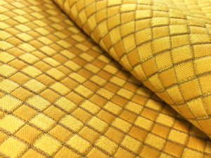 Sunshine Yellow Small Scale Basketweave Geometric Matelasse Check Upholstery Drapery Fabric