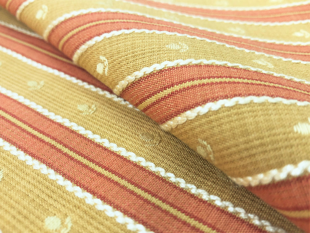 Kravet Mustard Gold Coral Embroidered Small Scale Floral Stripe Upholstery Drapery Fabric